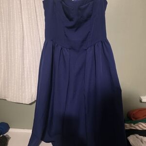 Elegant Blue Strapless Dress